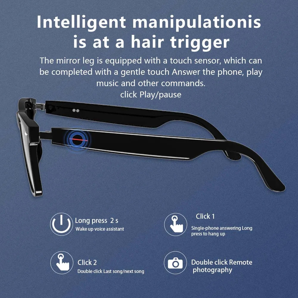 LAXASFIT Smart Bluetooth Glasses UV Protective Eyewear With Voice Assistant