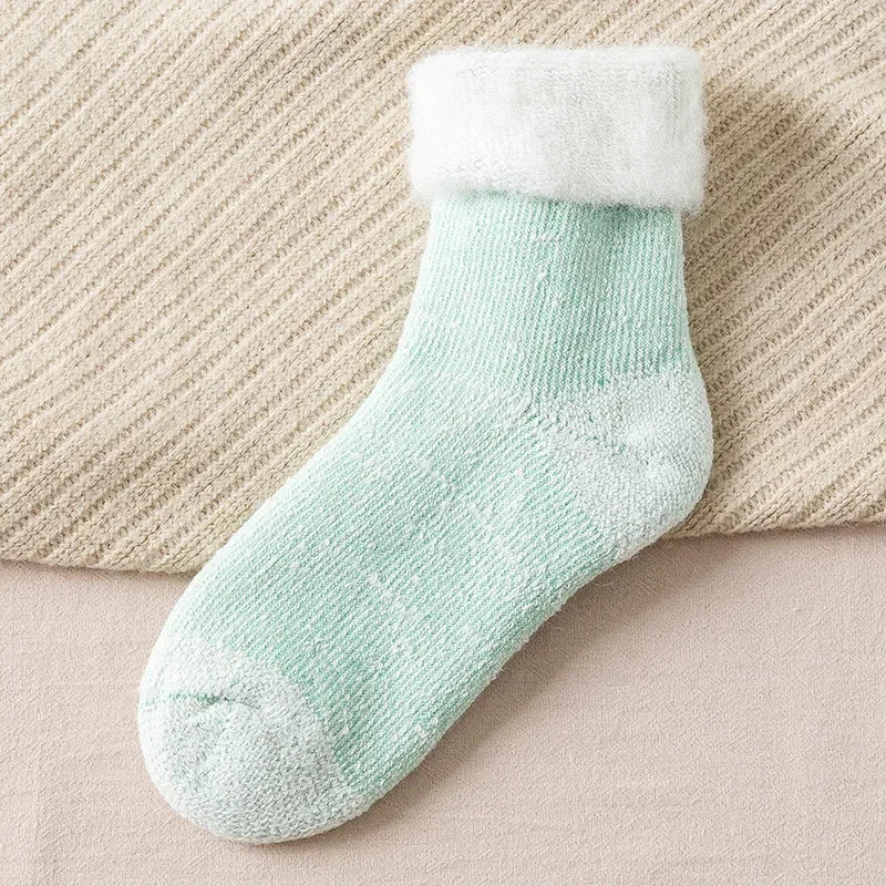 Plush Wool Socks For Women Winter Crew Fuzzy Velvet Hosiery