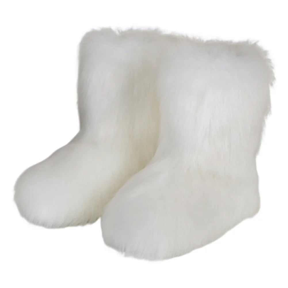 Shunmaii Womens Furry Boots Faux Fur Snow Winter Boots
