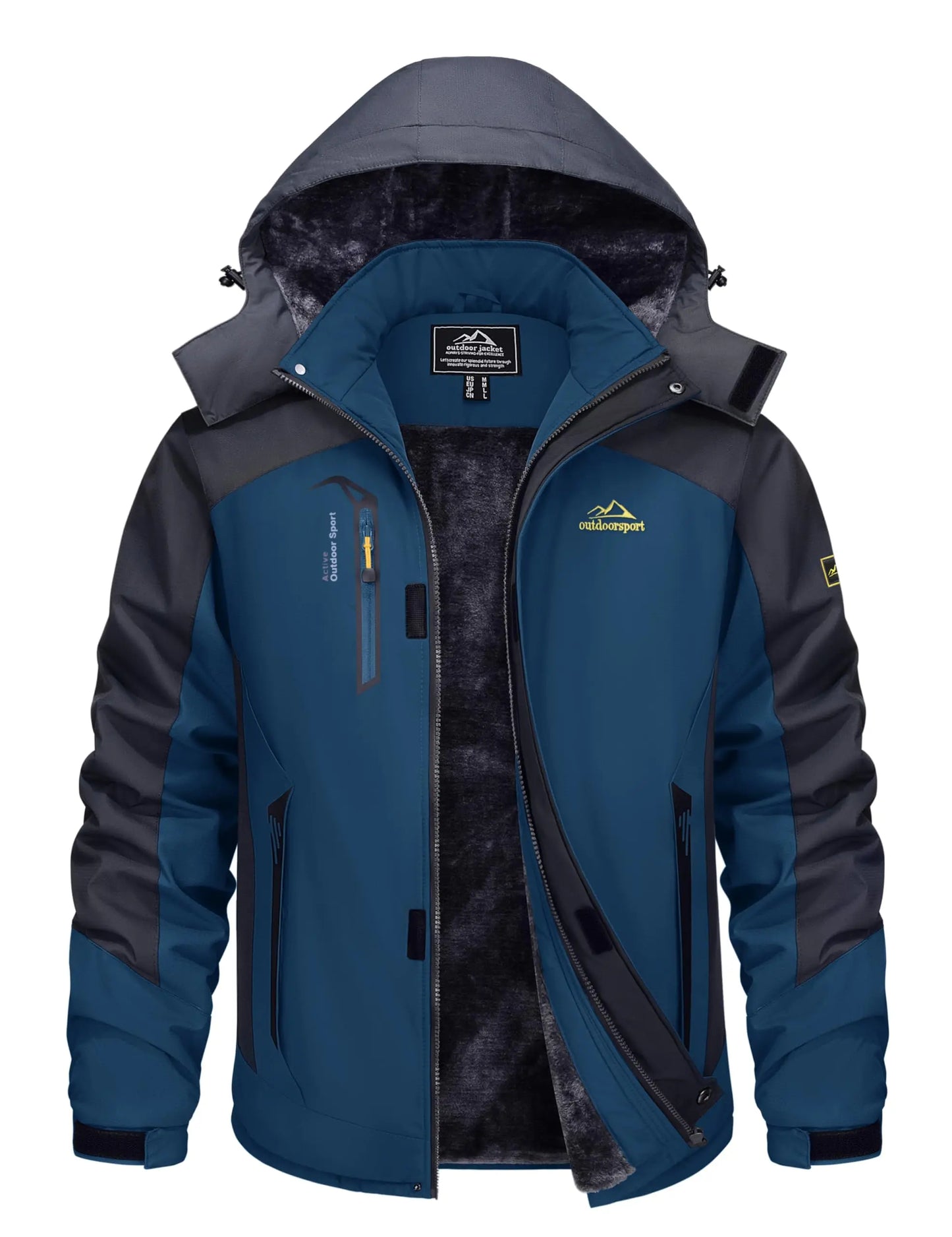 Cavva Men's Water Resistant Winter Ski Jacket With Hood Multi Pocket Parka