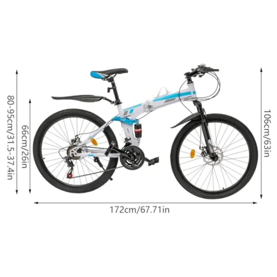 Fork 26 Inch Folding Mountain Bike 21 Speed Aluminum Frame
