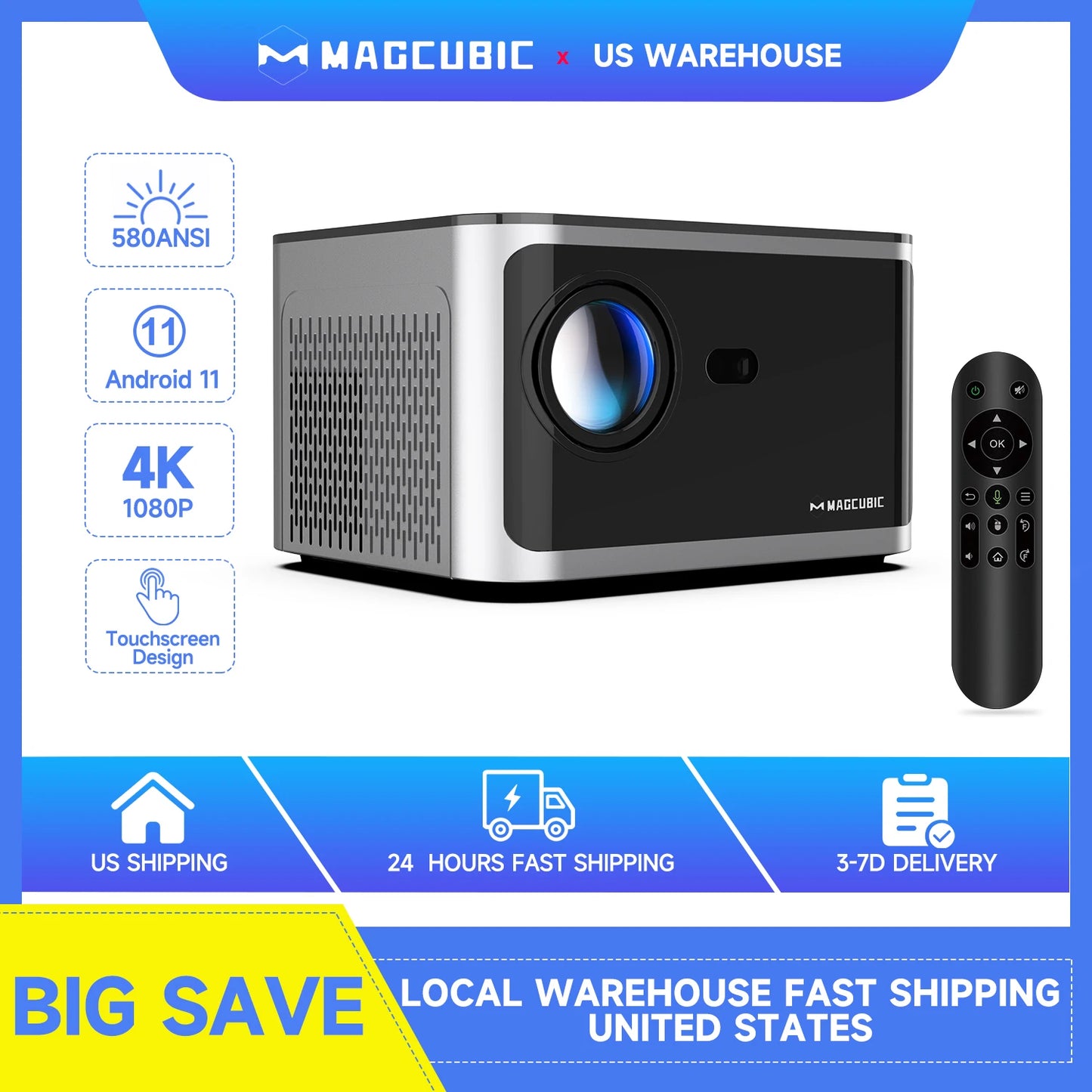 Magcubic HY350 Pro Projector Android 11 4K WiFi6 Voice Control