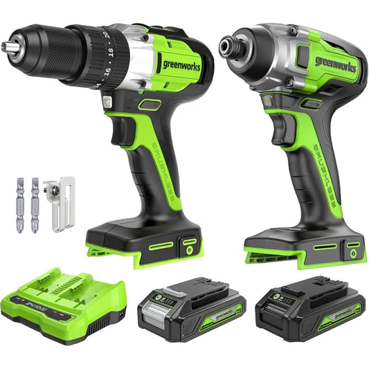 XMSJDIY 24V Brushless Cordless Power Tool Combo Kit With Impact Driver