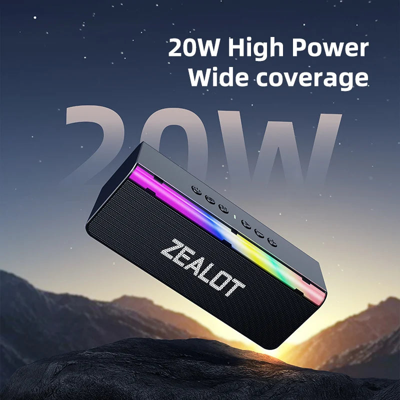 ZEALOT S72 Outdoor Bluetooth Speaker 20W Superior Sound IPX6 Waterproof