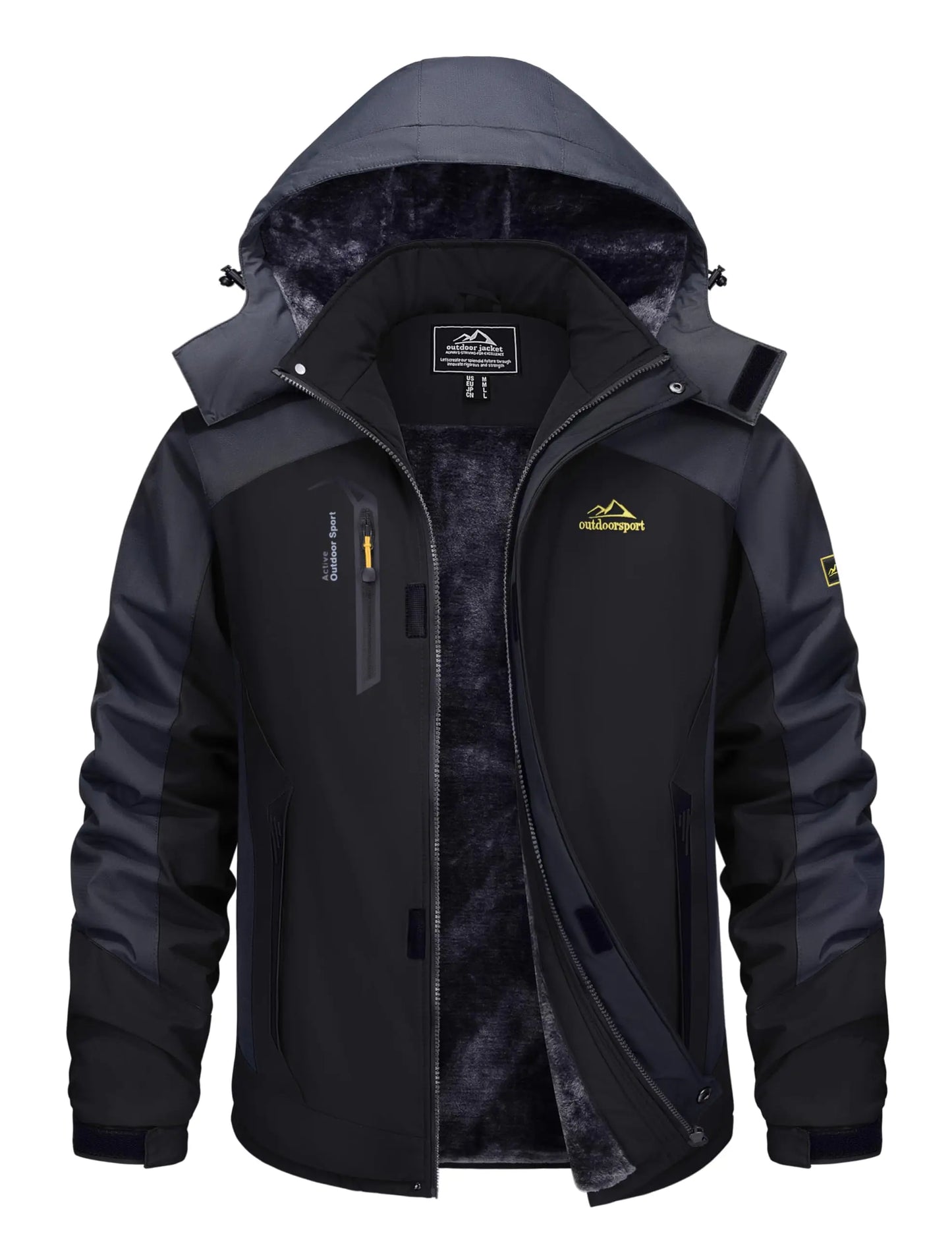 Cavva Men's Water Resistant Winter Ski Jacket With Hood Multi Pocket Parka