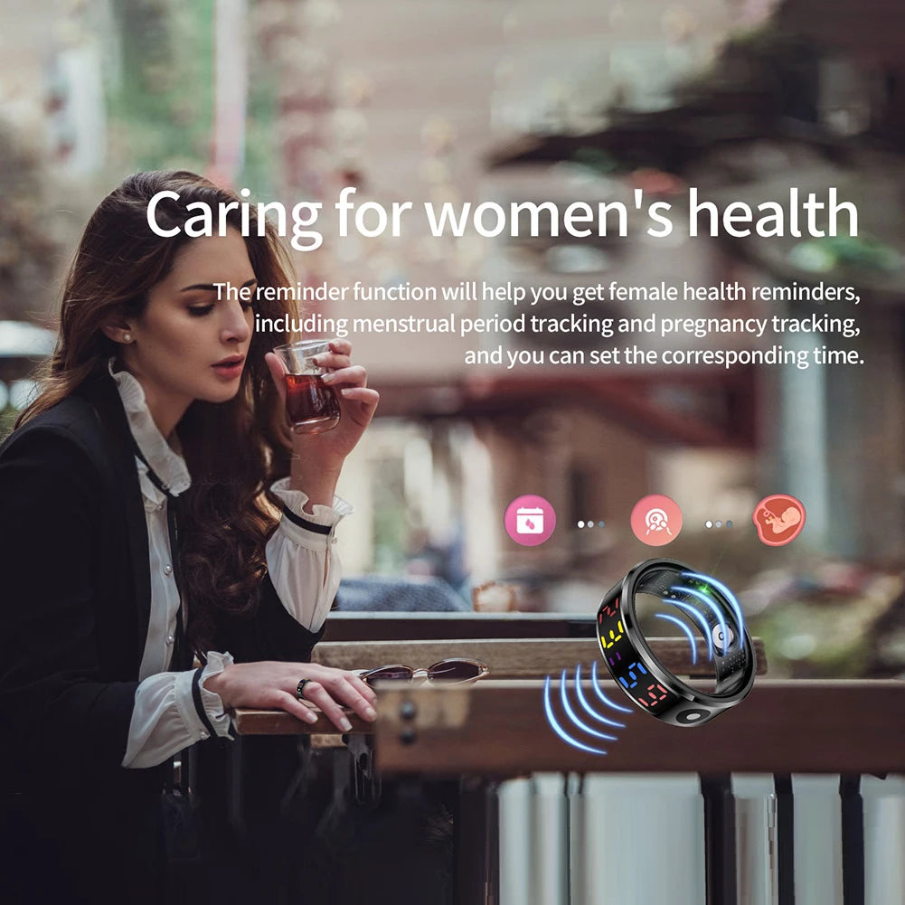 ALLOYSEED Smart Ring With Display And Fitness Sleep Monitor Waterproof