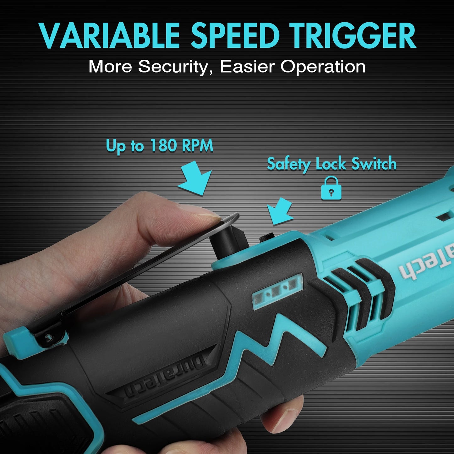 DURATECH 12V Cordless Electric Ratchet Wrench Set With 2x 2.0Ah Batteries