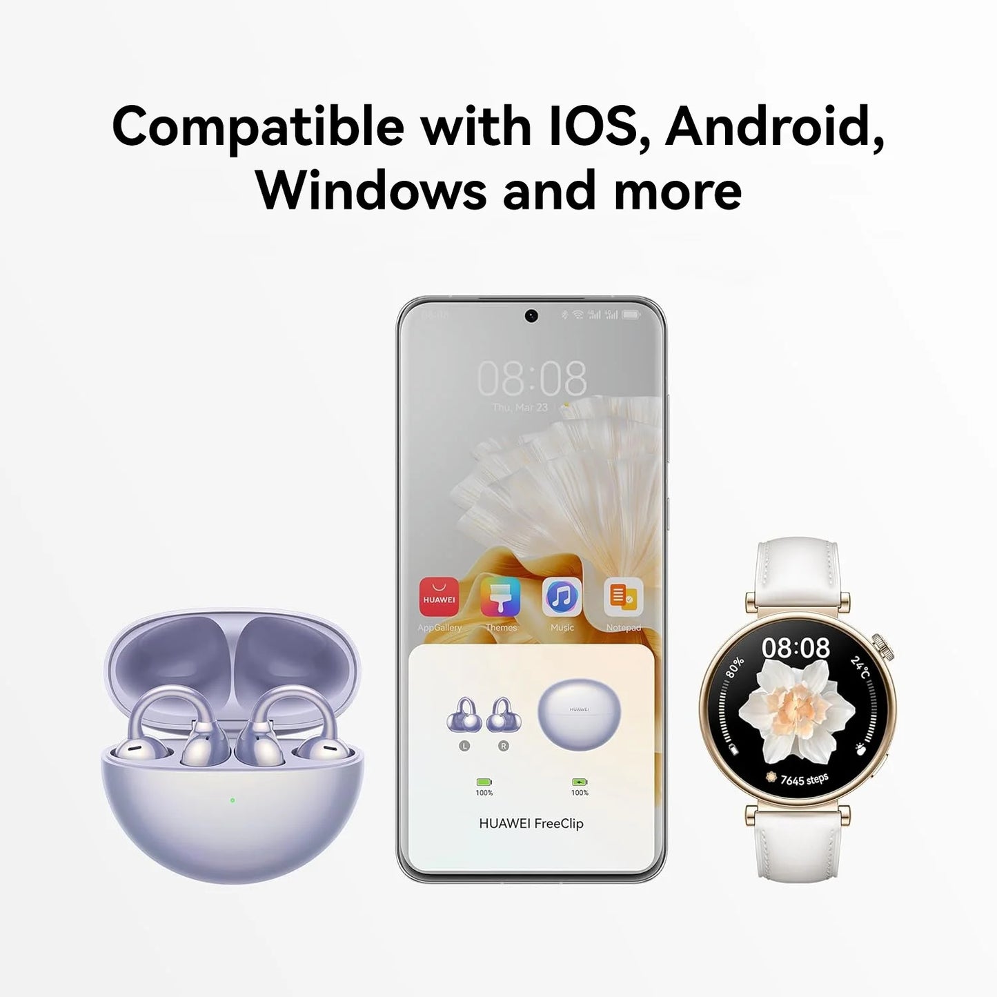 Huawei FreeClip Open Ear Wireless Headphones for iOS and Android