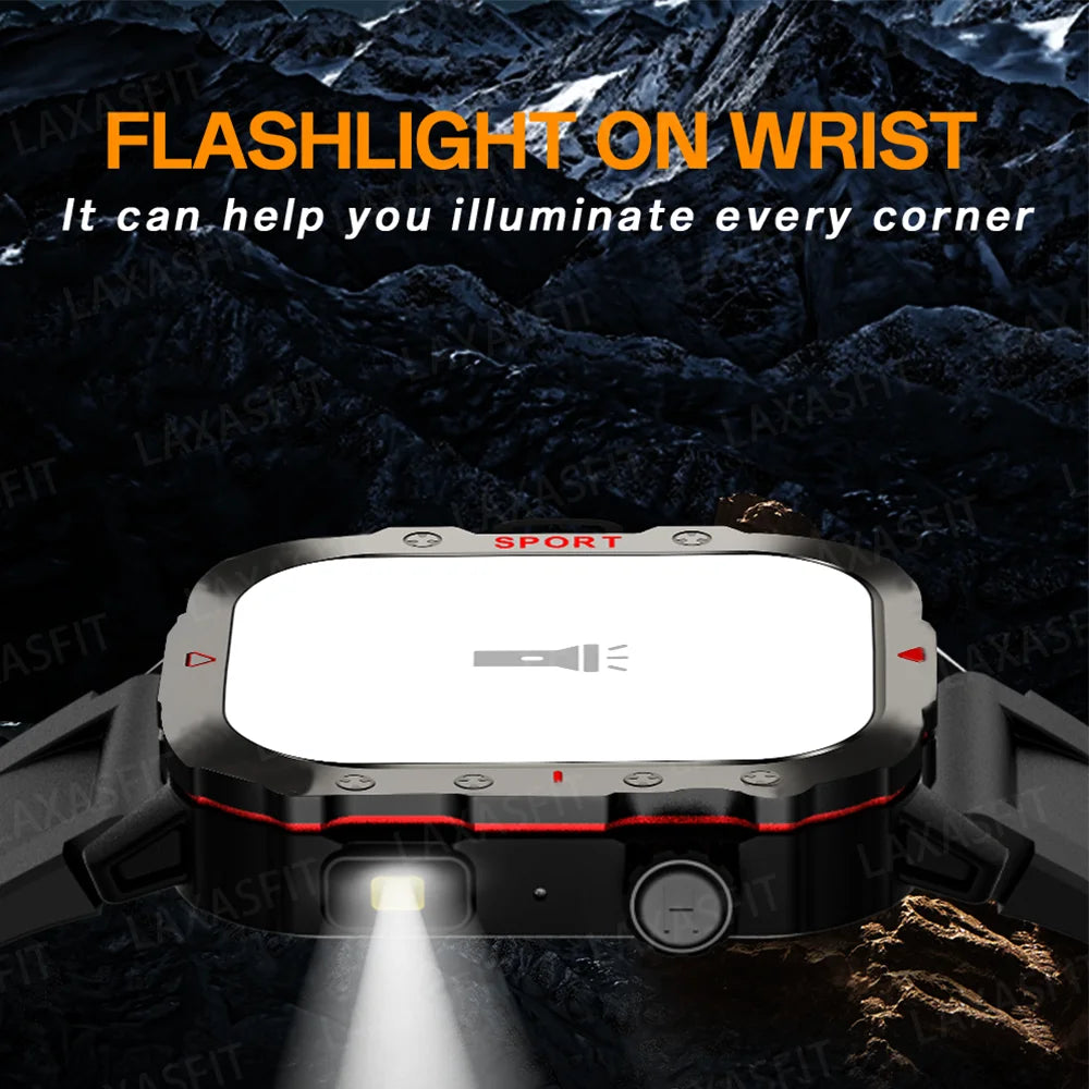 LAXASFIT Smart Watch Bluetooth Voice Call LED Flashlight Health Monitor