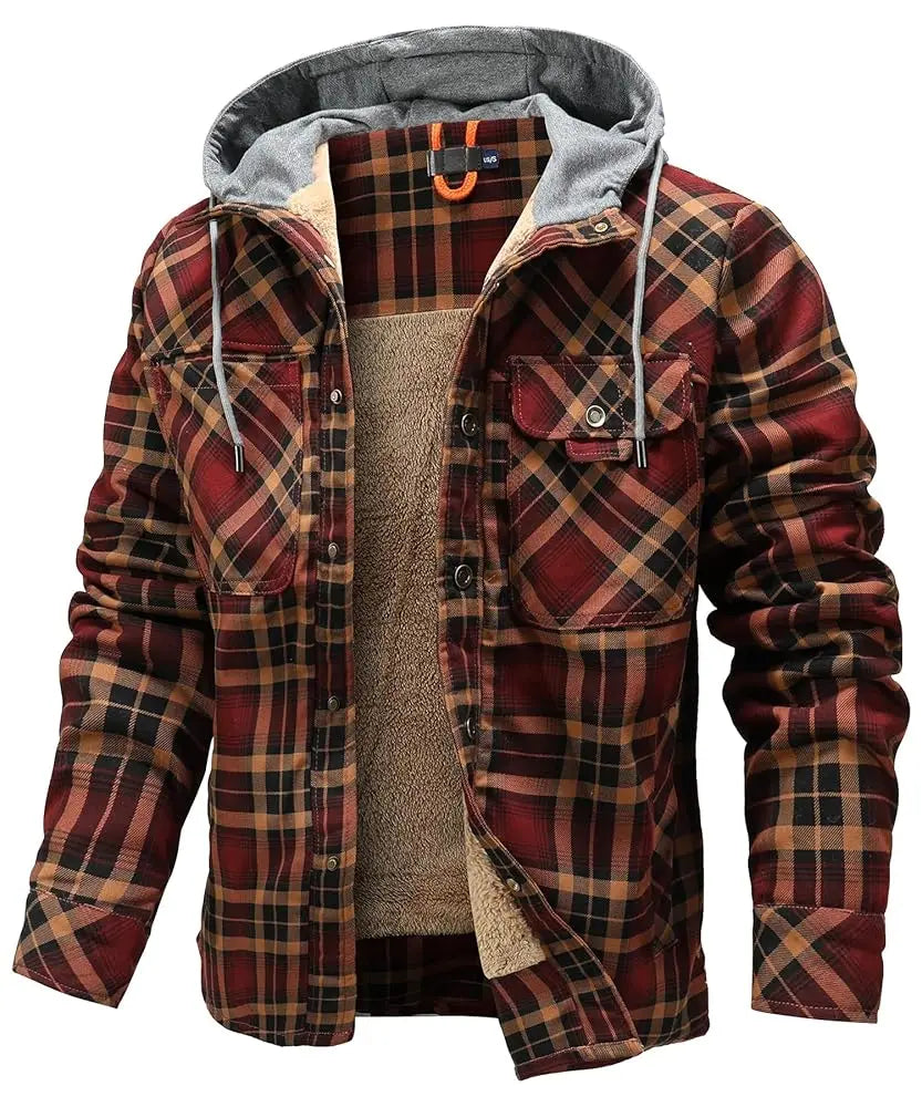 Fujian Men's Hooded Fleece Jacket Sherpa Lined Winter Coat