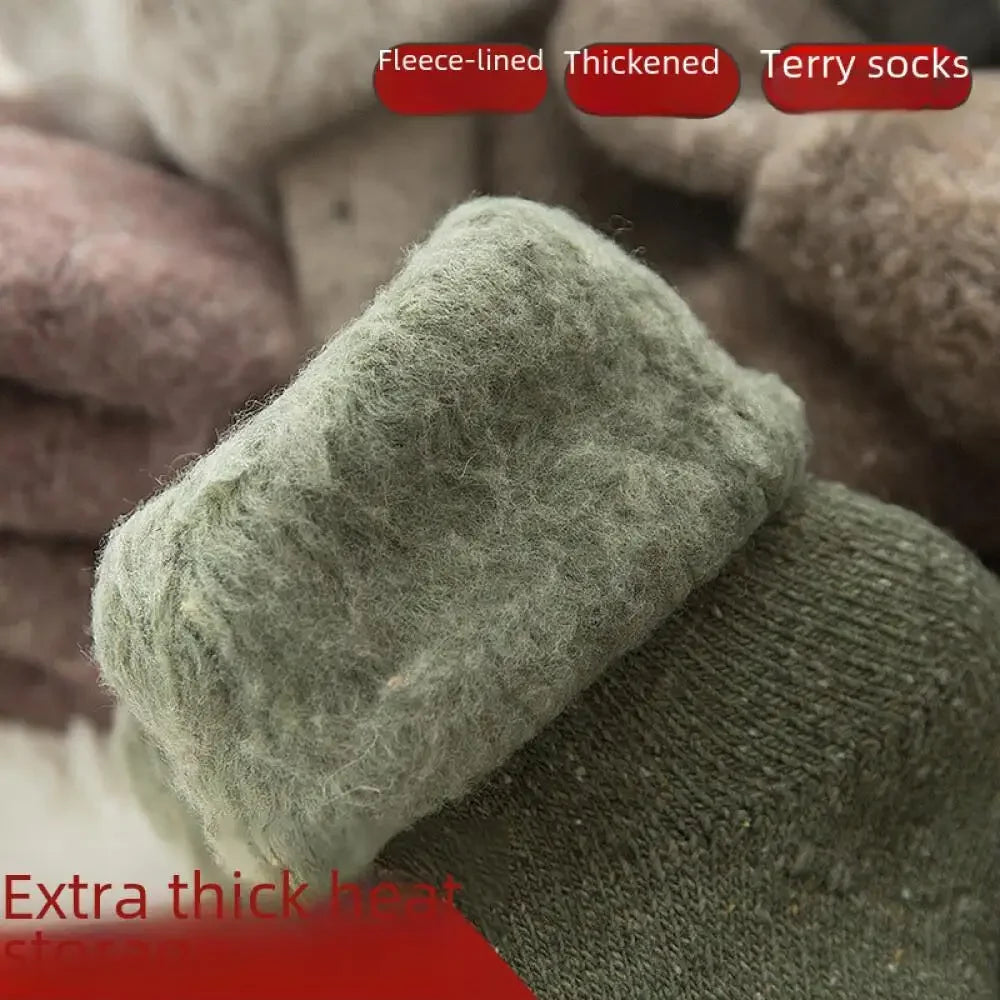 Plush Wool Socks For Women Winter Crew Fuzzy Velvet Hosiery