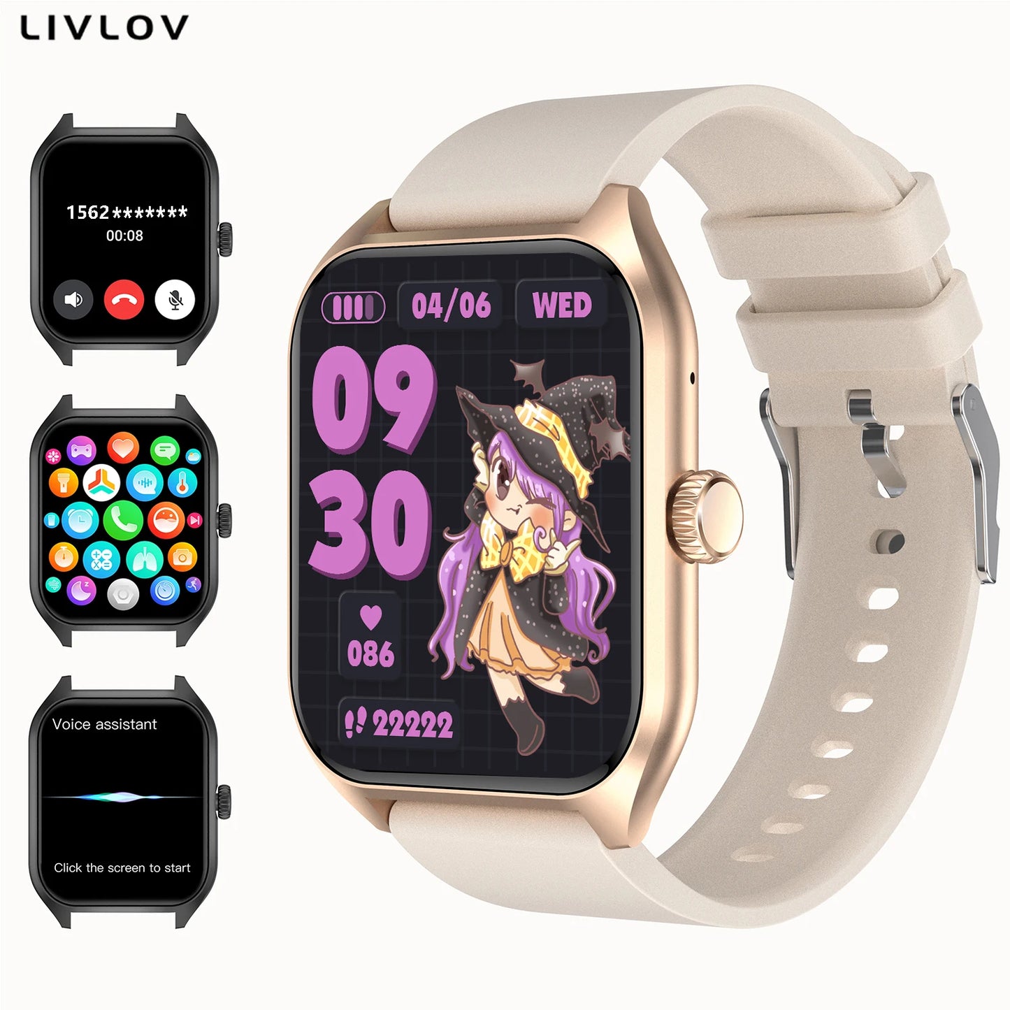 LIVLOVCP AI Voice Assistant Smart Watch for Men Women