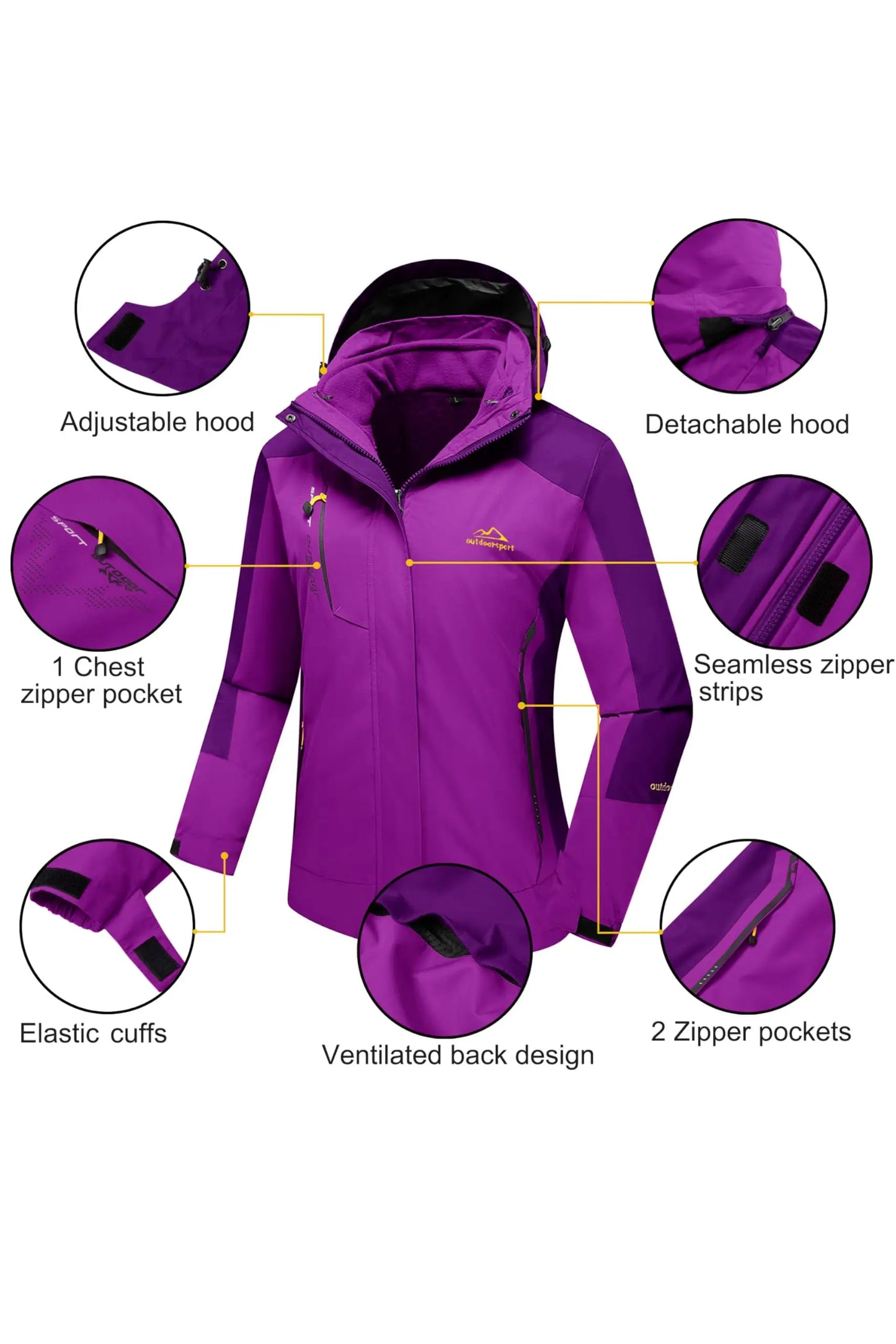 Cavva Women's 3-in-1 Waterproof Windproof Jacket