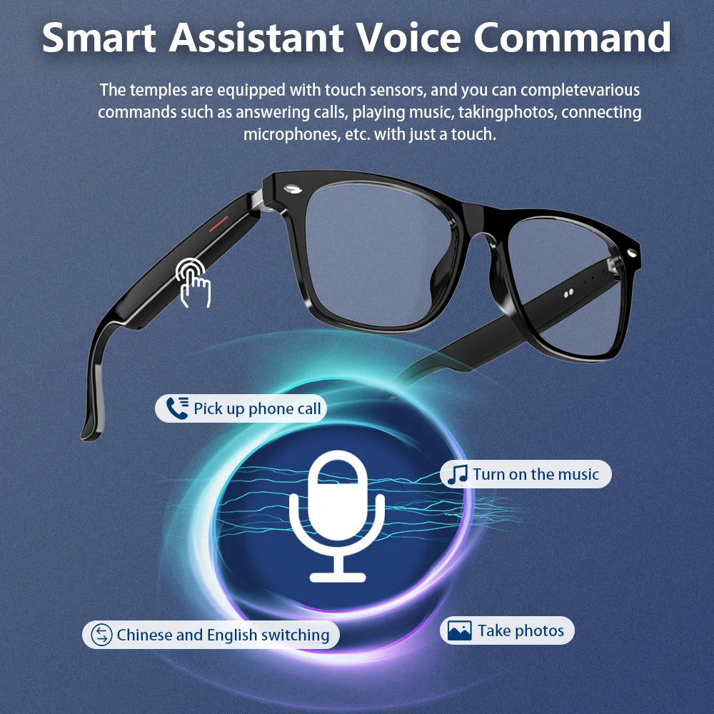 LAXASFIT Smart Bluetooth Glasses UV Protective Eyewear With Voice Assistant