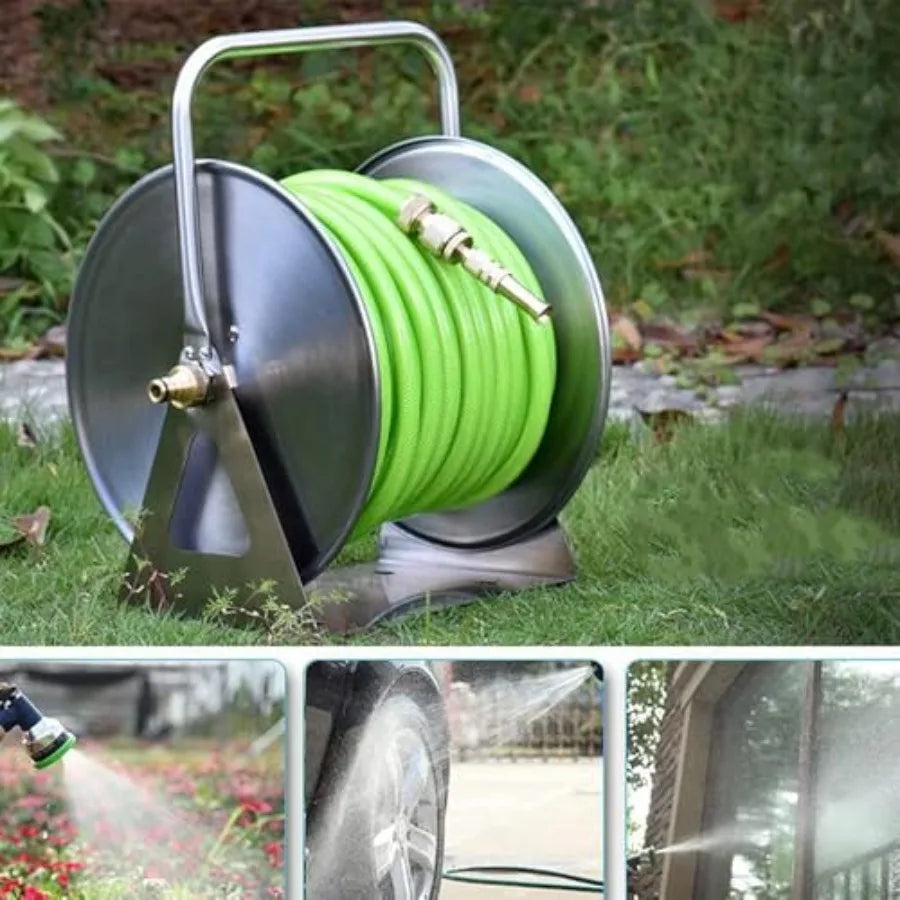 Stainless Steel Garden Hose Reel Wall Mount With Inlet Hose