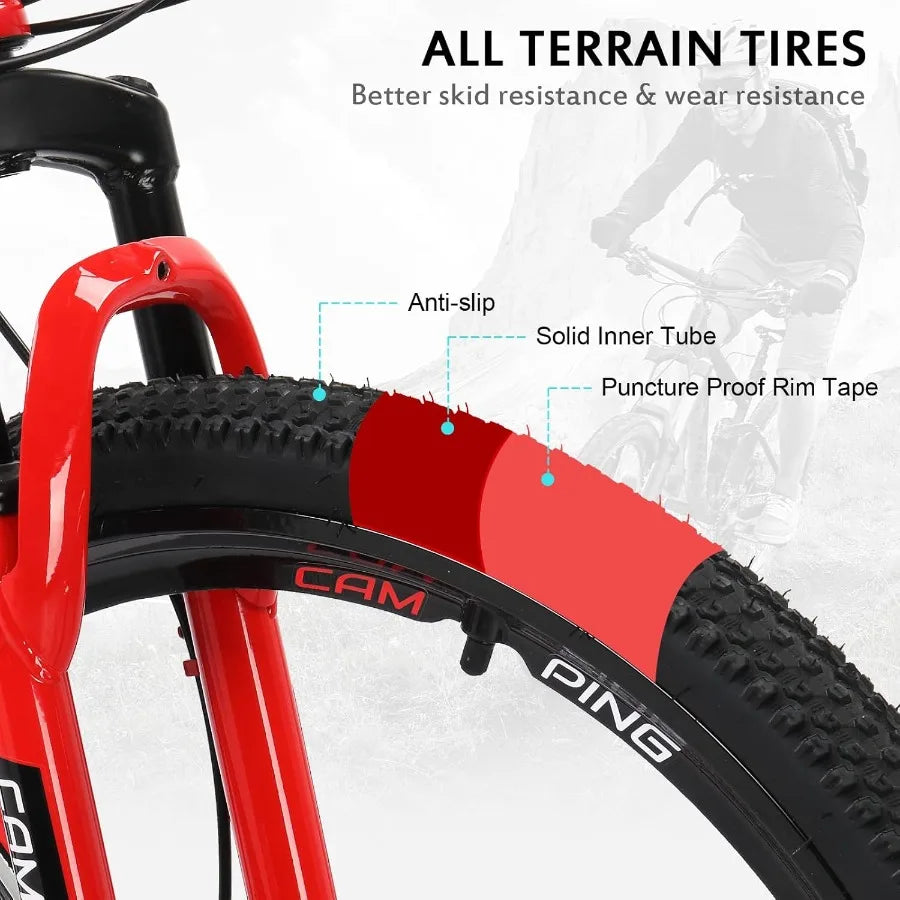 Fork Foldable Mountain Bike With 21 Speed Dual Disc Brakes