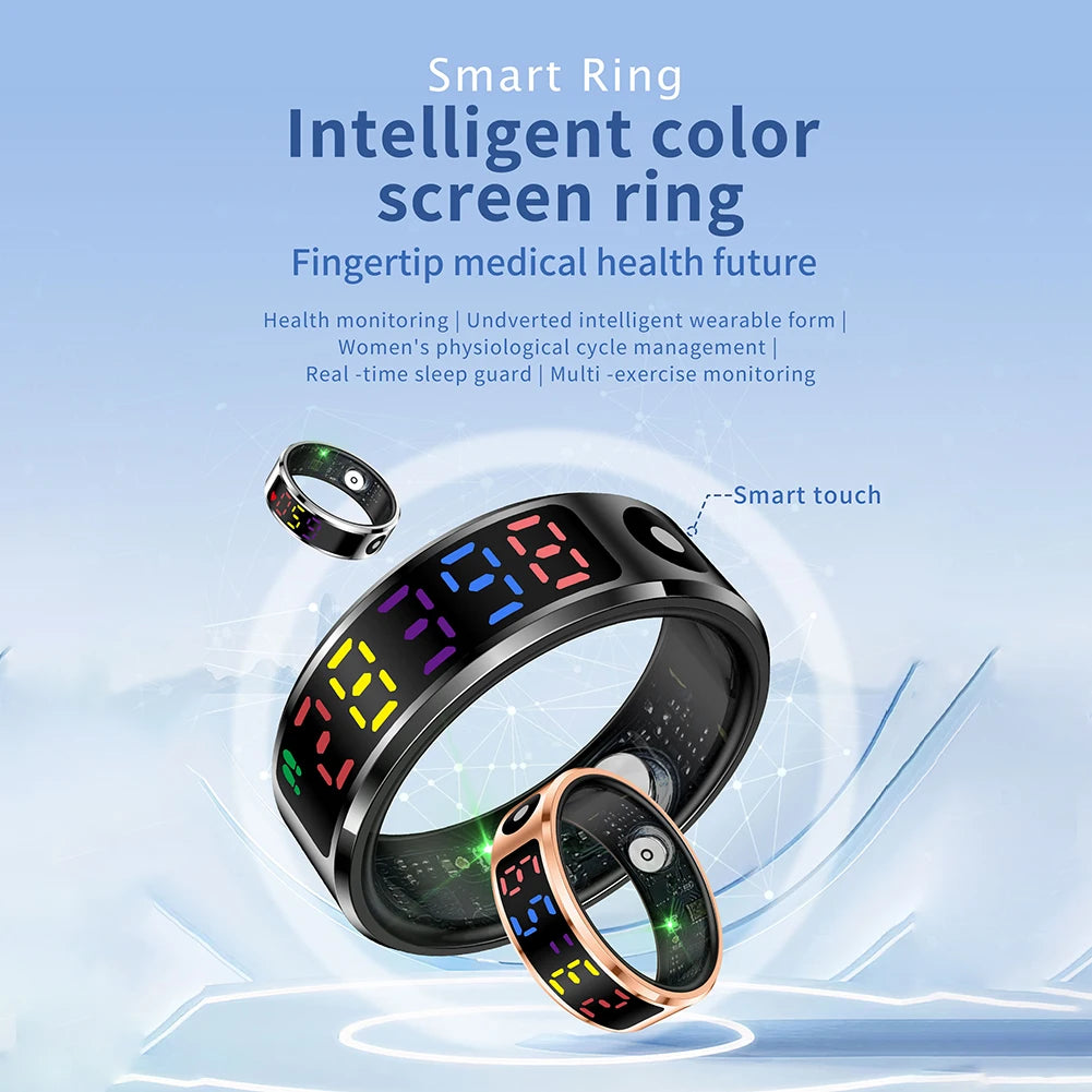 ALLOYSEED Smart Ring With Display And Fitness Sleep Monitor Waterproof