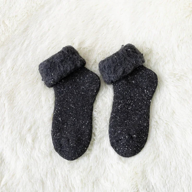 Plush Wool Socks For Women Winter Crew Fuzzy Velvet Hosiery