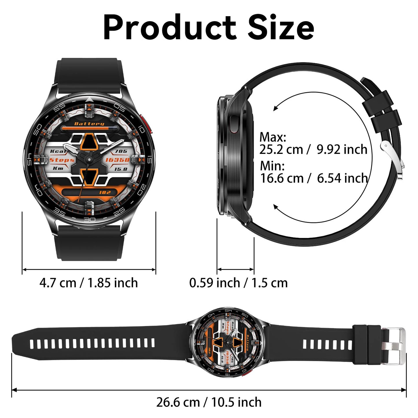 EIGIIIS Smart Watch With Earbuds HD Fitness Tracker Blood Oxygen