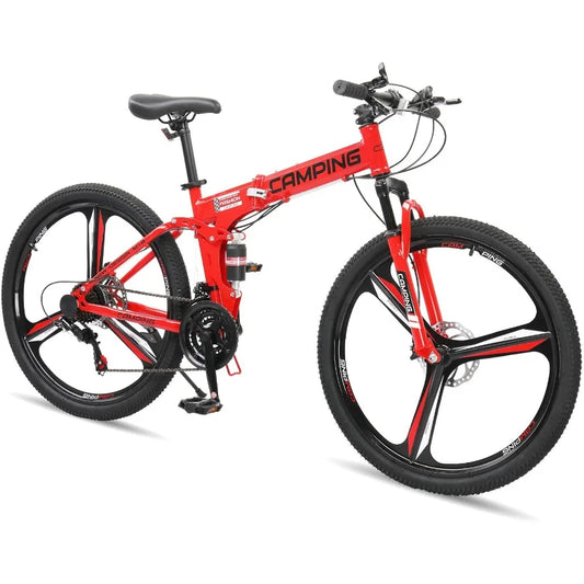 Fork Foldable Mountain Bike With 21 Speed Dual Disc Brakes