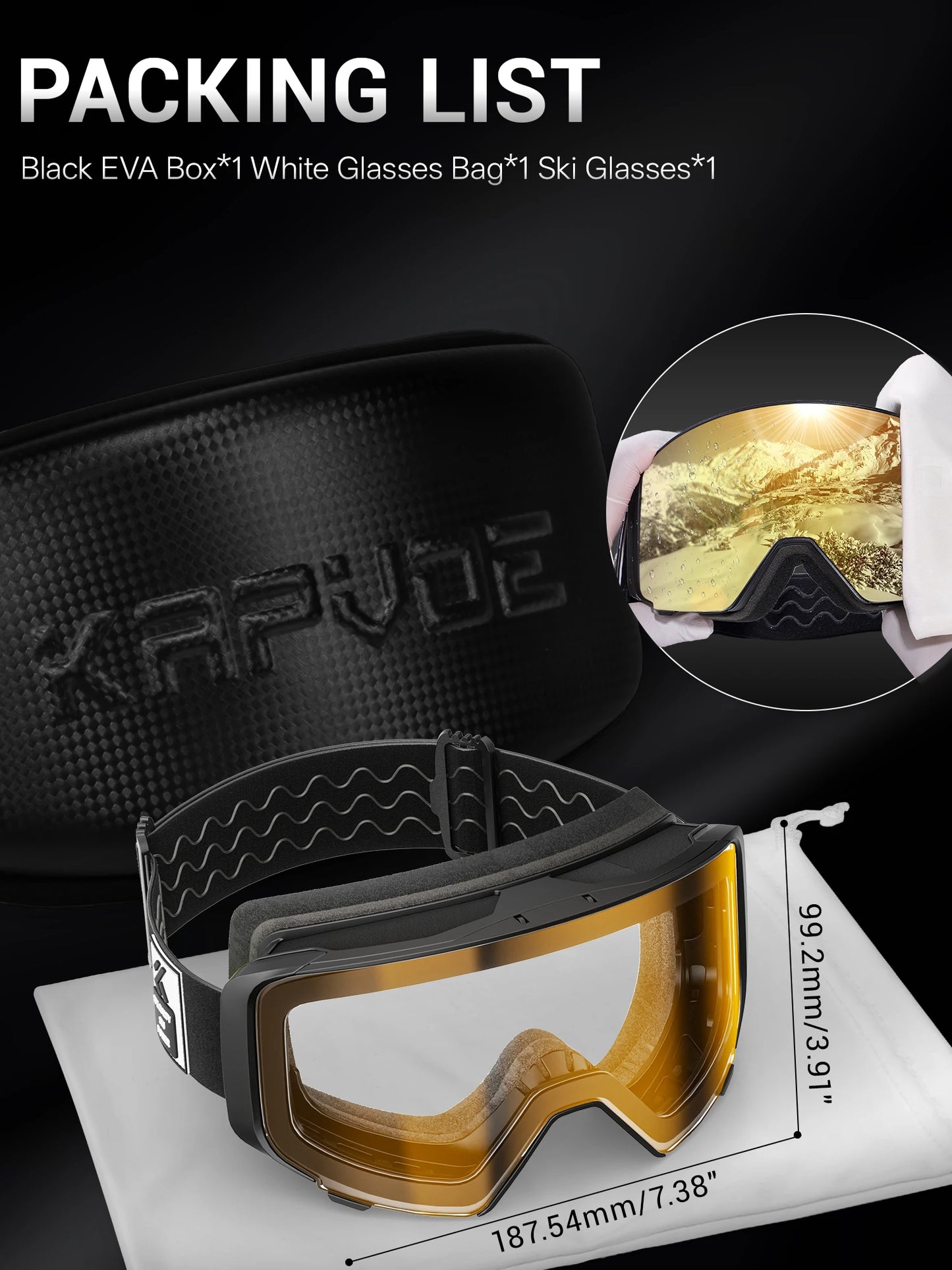 Kapvoe Outdoor Photochromic Ski Goggles Breathable Anti Fog
