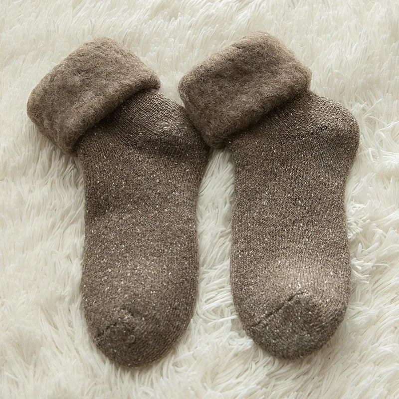 Plush Wool Socks For Women Winter Crew Fuzzy Velvet Hosiery