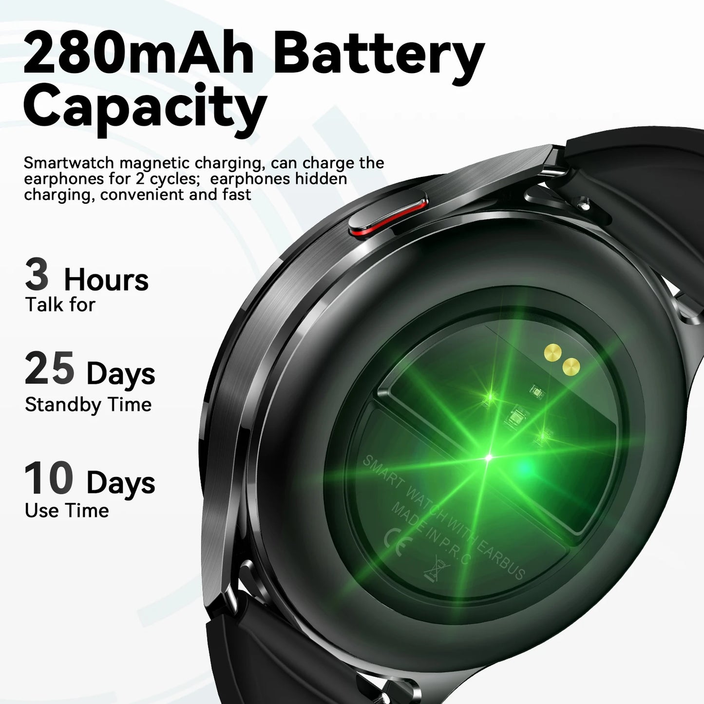 EIGIIIS Smart Watch With Earbuds HD Fitness Tracker Blood Oxygen