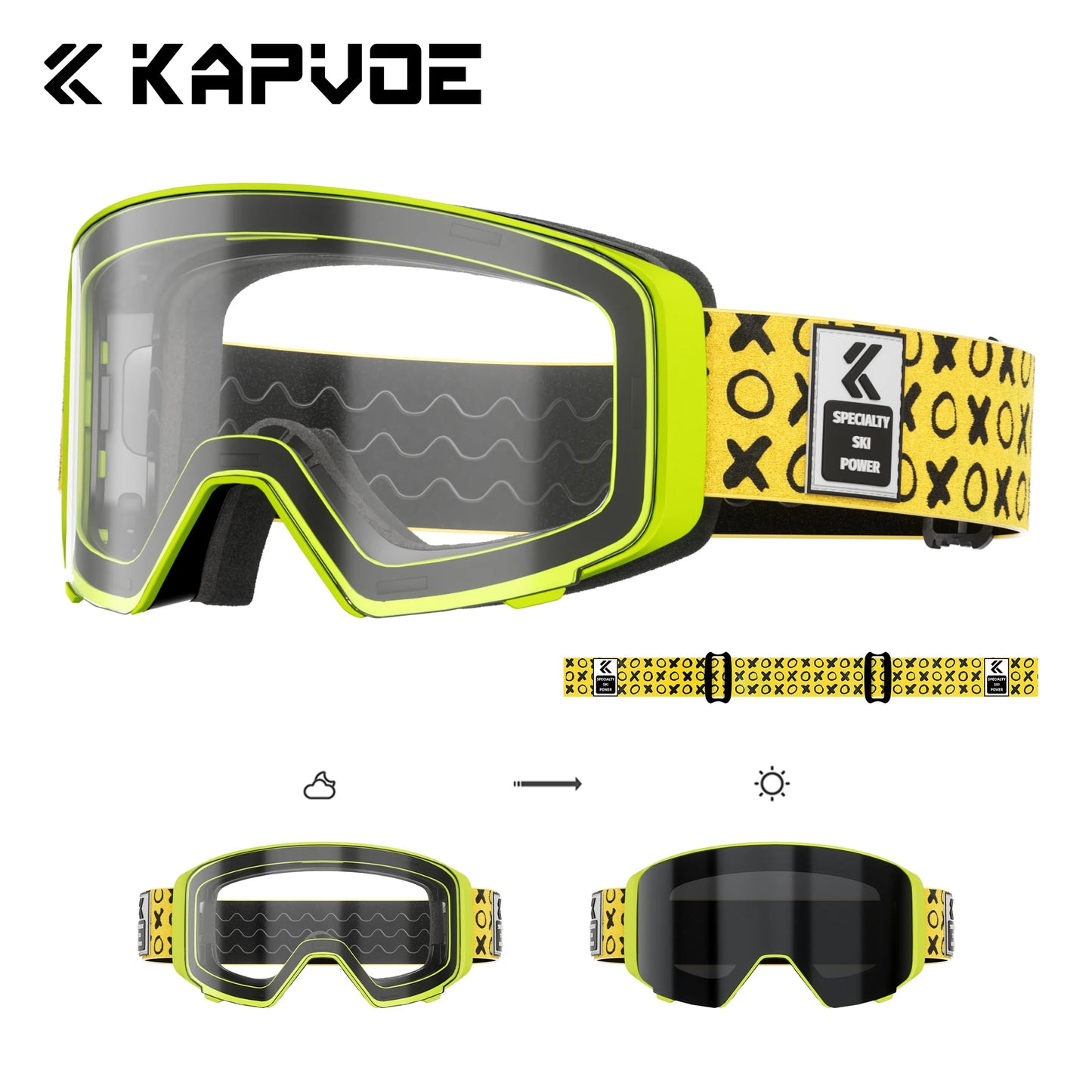Kapvoe Outdoor Photochromic Ski Goggles Breathable Anti Fog