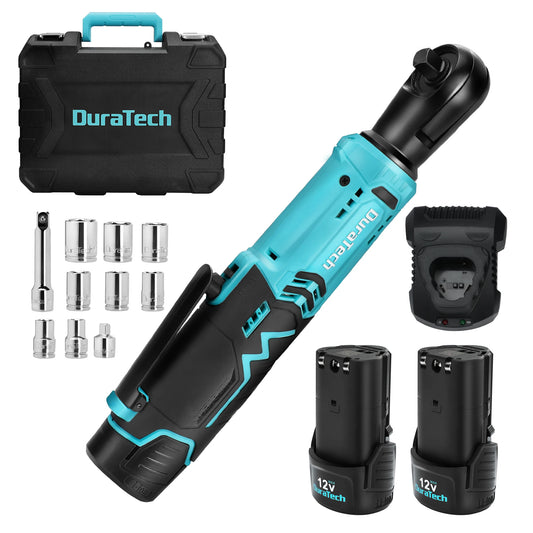 DURATECH 12V Cordless Electric Ratchet Wrench Set With 2x 2.0Ah Batteries