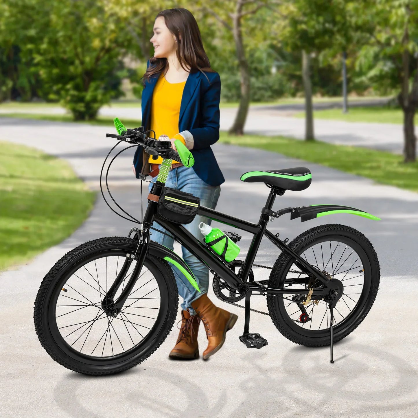 Fork 7 Speed Mountain Bike For Kids Unisex Disc Brakes